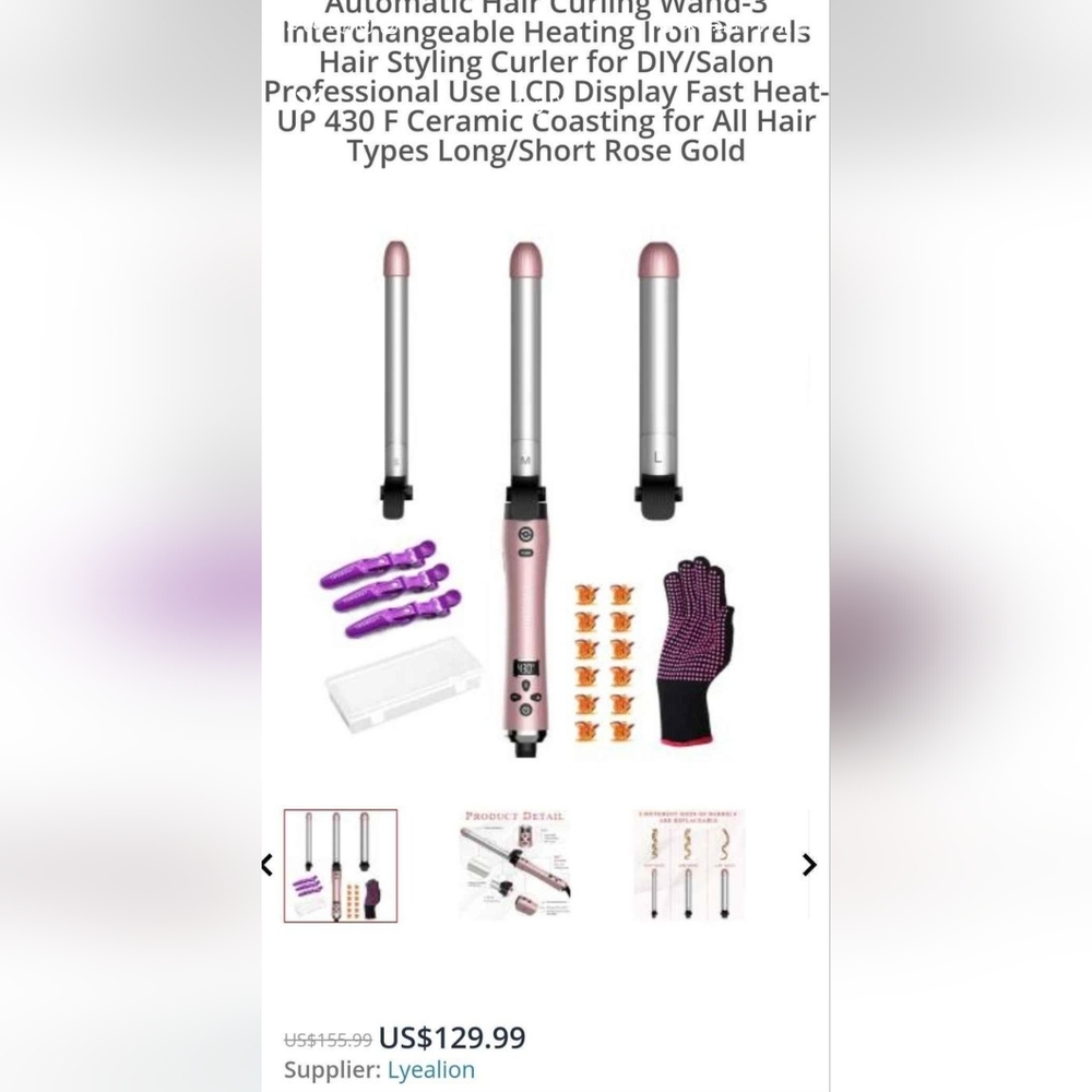 NWT IN Box 3 in 1 , S M L sized Barreles w cap styling wand curling iron.